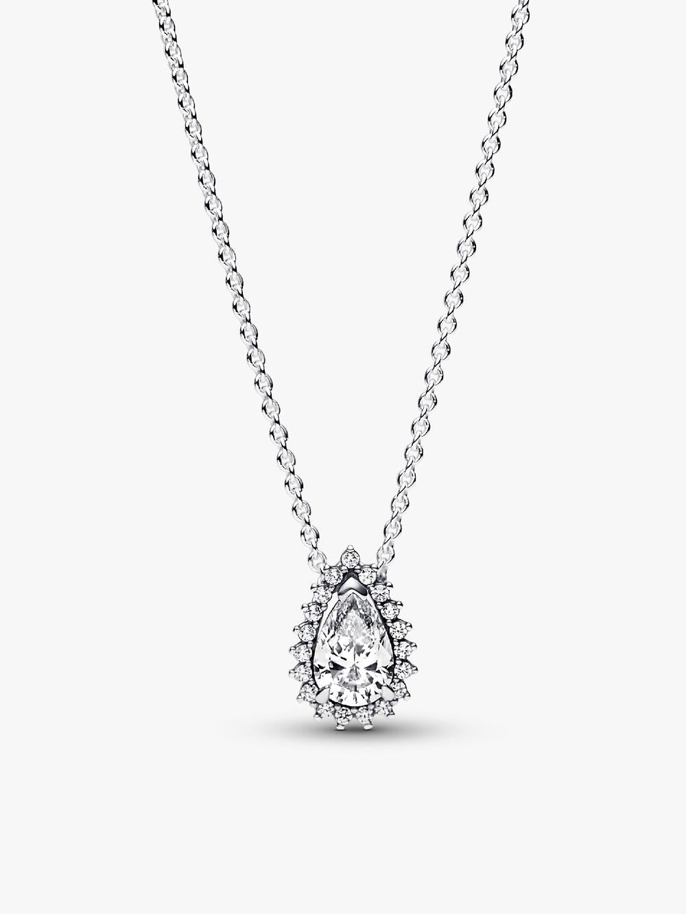 Sparkling Heart Halo Pendant Collier Necklace